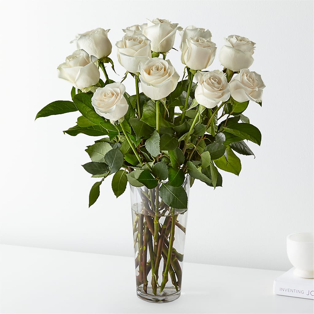 Long Stem White Rose Bouquet – Maes Flower Shop, Ville Platte LA
