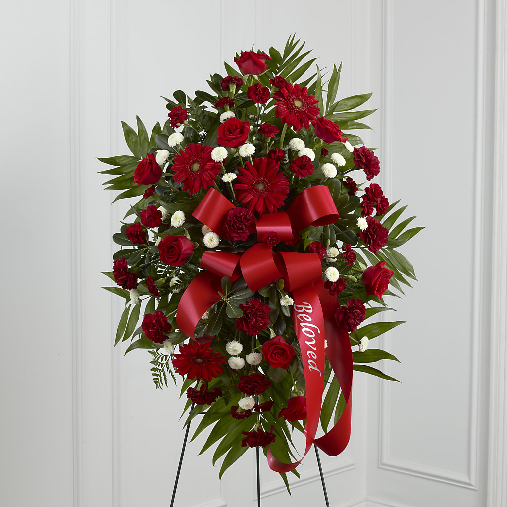 Treasured Memories Standing Spray – Maes Flower Shop, Ville Platte LA