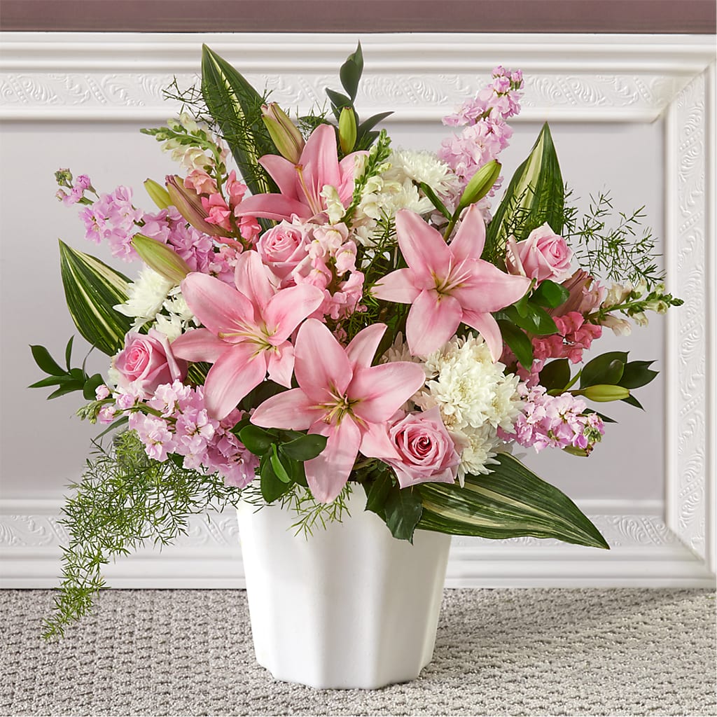 Simply Serene Floor Basket – Maes Flower Shop, Ville Platte LA
