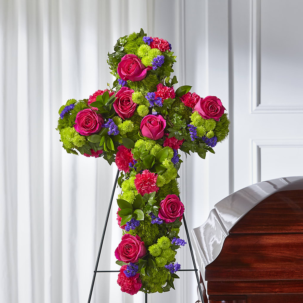 Tribute Rose Floral Cross – Maes Flower Shop, Ville Platte LA
