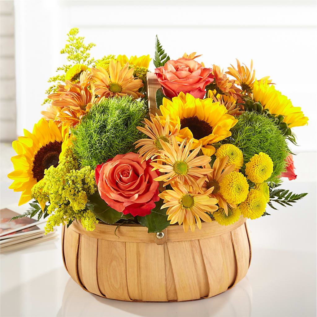 Harvest Sunflower Basket – Maes Flower Shop, Ville Platte LA