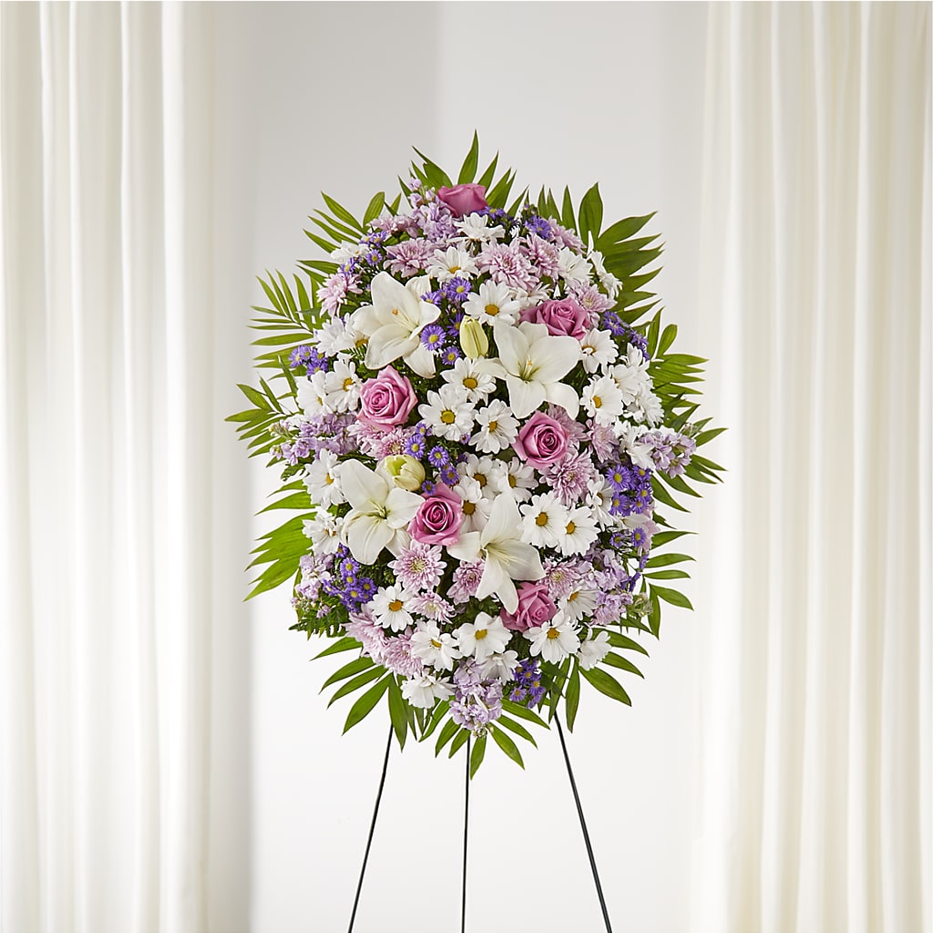 Surrounded by Love Standing Spray – Maes Flower Shop, Ville Platte LA