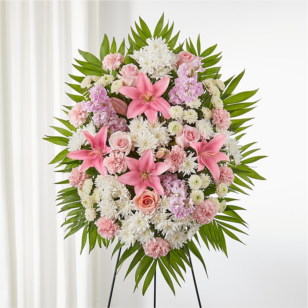 Offering Solace Standing Spray – Maes Flower Shop, Ville Platte LA