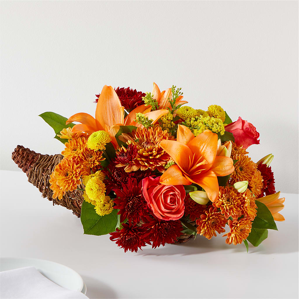 Bouquet of Blessings Cornucopia – Maes Flower Shop, Ville Platte LA