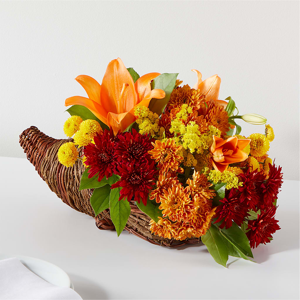 Bouquet of Blessings Cornucopia – Maes Flower Shop, Ville Platte LA