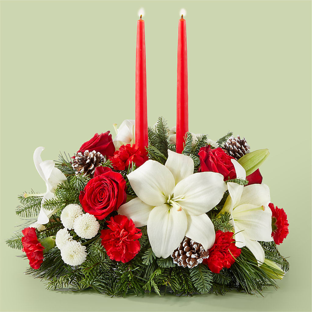 Seasonal Festivities Centerpiece – Maes Flower Shop, Ville Platte LA