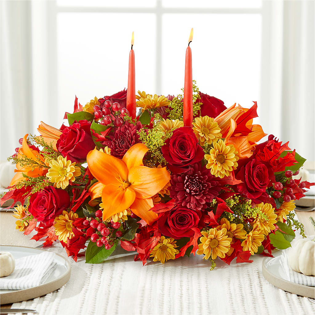 Autumn's Embrace Centerpiece – Maes Flower Shop, Ville Platte LA