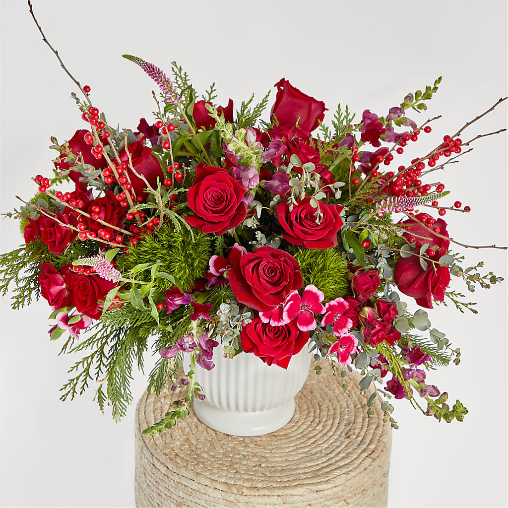 Big Red Bow Bouquet –  Maes Flower Shop, Ville Platte LA