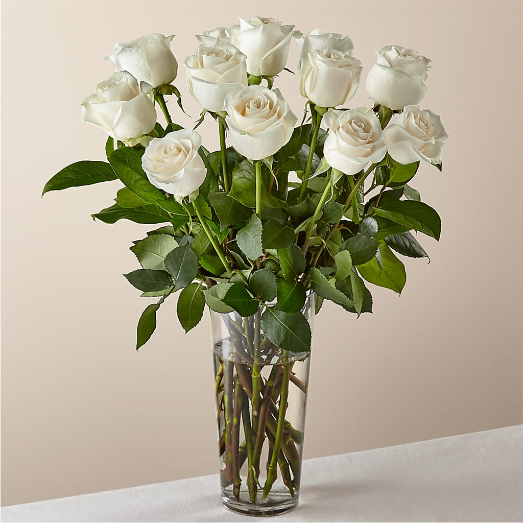 Long Stem White Rose Bouquet –  Maes Flower Shop, Ville Platte LA