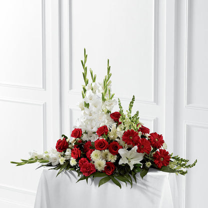 Crimson & White Arrangement –  Maes Flower Shop, Ville Platte LA