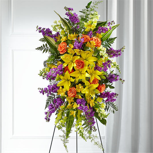 Thoughtful Prayers Standing Spray –  Maes Flower Shop, Ville Platte LA