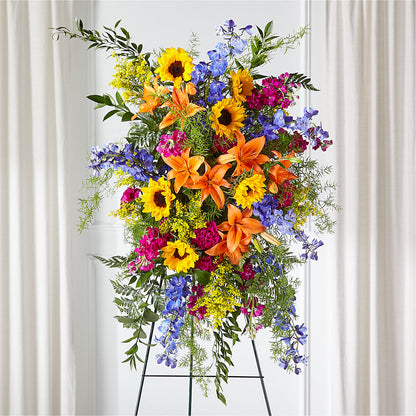 Sunlit Memories Standing Spray (Standard) –  Maes Flower Shop, Ville Platte LA