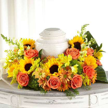 Faithful Sunflower Cremation Adornment –  Maes Flower Shop, Ville Platte LA