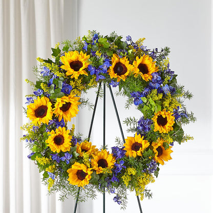Bright Rays Wreath –  Maes Flower Shop, Ville Platte LA