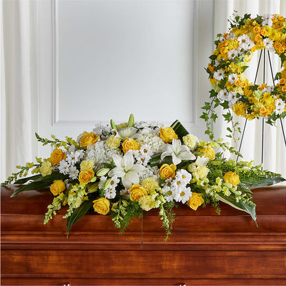 Golden Harmony Casket Spray –  Maes Flower Shop, Ville Platte LA