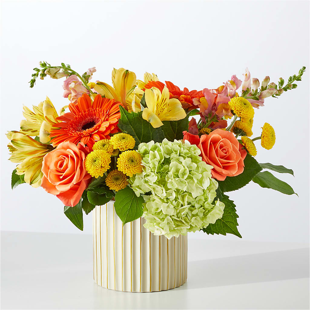 Autumn Sunshine Bouquet with Ivory Vase –  Maes Flower Shop, Ville Platte LA