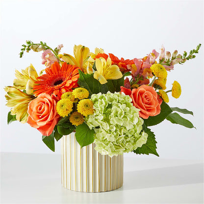 Autumn Sunshine Bouquet with Ivory Vase –  Maes Flower Shop, Ville Platte LA