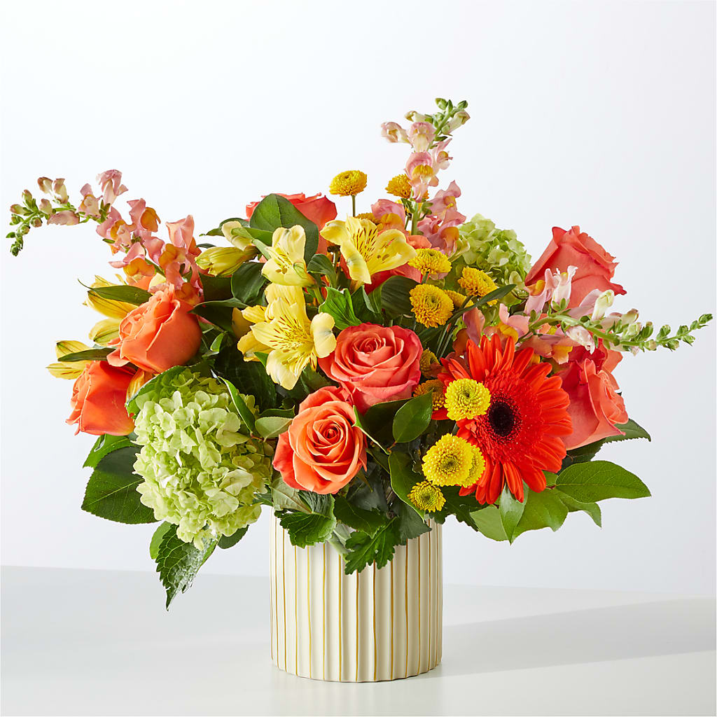 Autumn Sunshine Bouquet with Ivory Vase –  Maes Flower Shop, Ville Platte LA