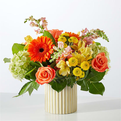 Autumn Sunshine Bouquet with Ivory Vase –  Maes Flower Shop, Ville Platte LA