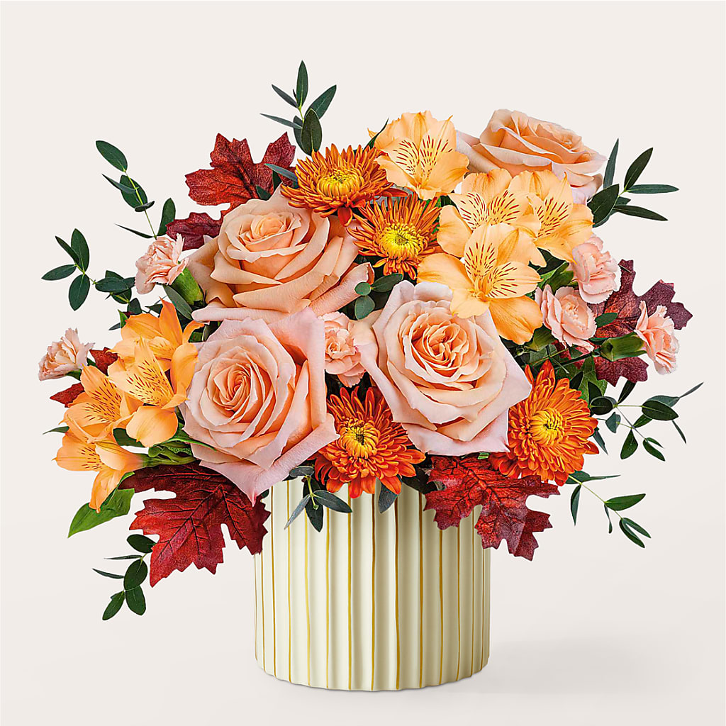 Spiced Latte Bouquet with Ivory Vase –  Maes Flower Shop, Ville Platte LA