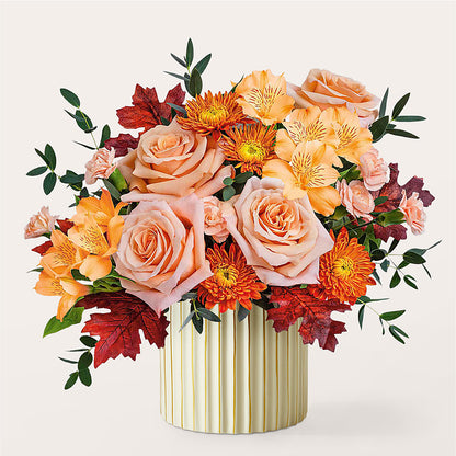 Spiced Latte Bouquet with Ivory Vase –  Maes Flower Shop, Ville Platte LA