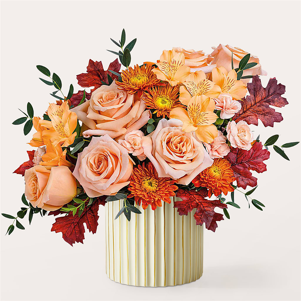 Spiced Latte Bouquet with Ivory Vase –  Maes Flower Shop, Ville Platte LA