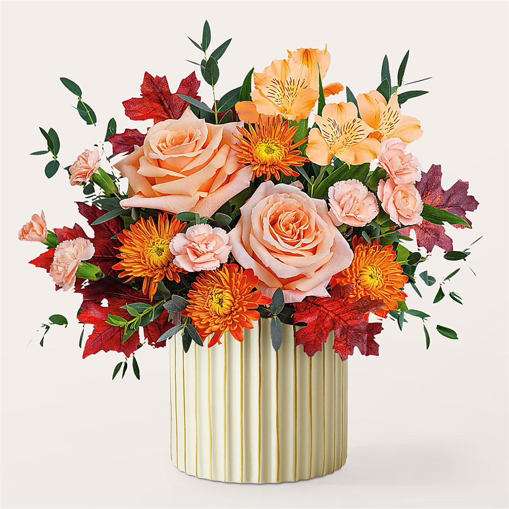 Spiced Latte Bouquet with Ivory Vase –  Maes Flower Shop, Ville Platte LA