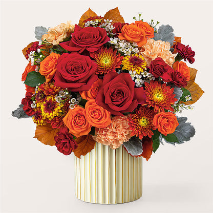 Merlot Bouquet with Ivory Vase –  Maes Flower Shop, Ville Platte LA