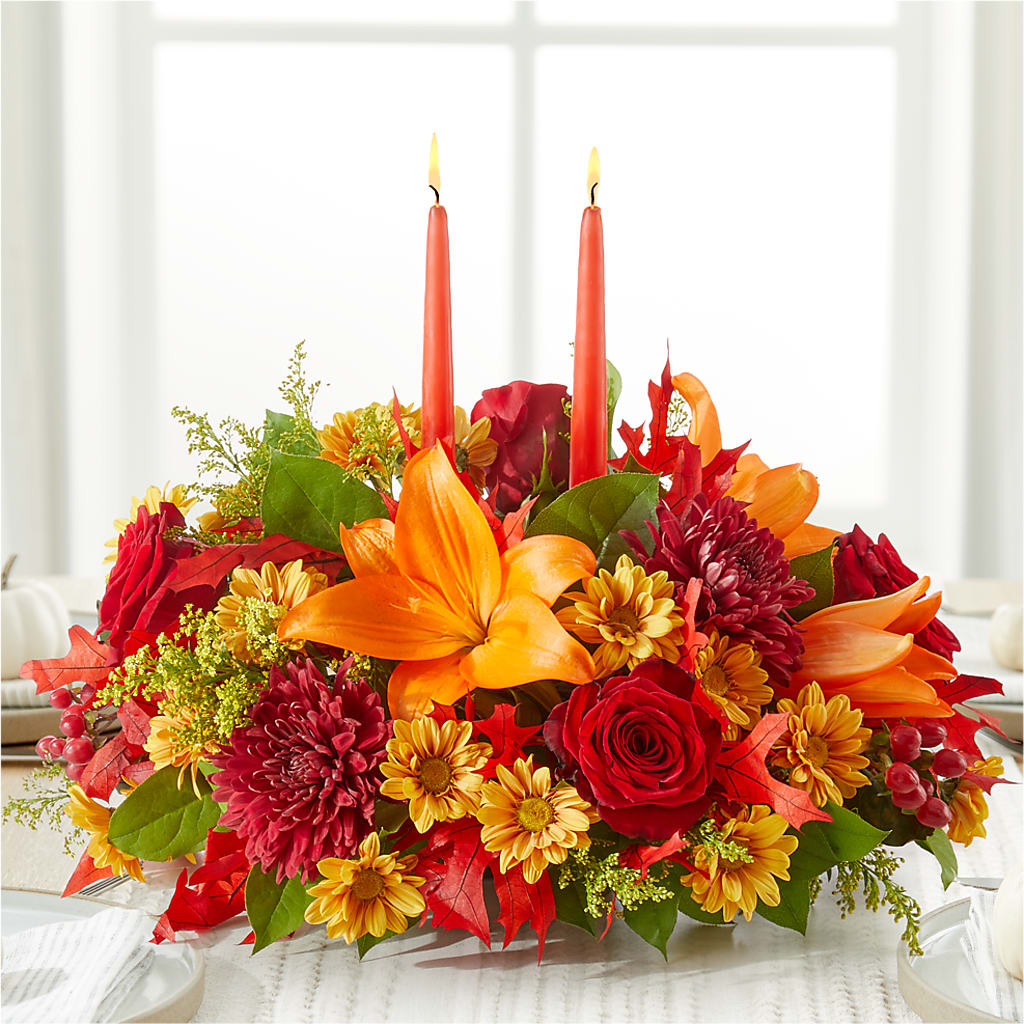 Autumn's Embrace Centerpiece –  Maes Flower Shop, Ville Platte LA