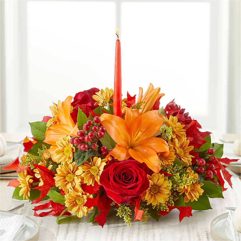 Autumn's Embrace Centerpiece –  Maes Flower Shop, Ville Platte LA