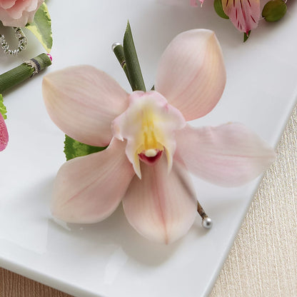 Pink Cymbidium Boutonniere –  Maes Flower Shop, Ville Platte LA