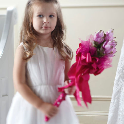 Sparkle Pink Flower Girl Bouquet –  Maes Flower Shop, Ville Platte LA